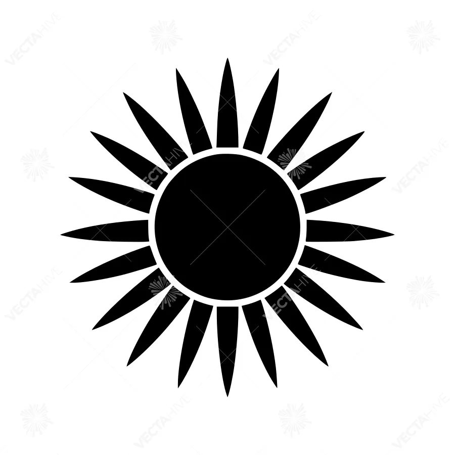 Black Sun Icon - Minimalist Solar Symbol