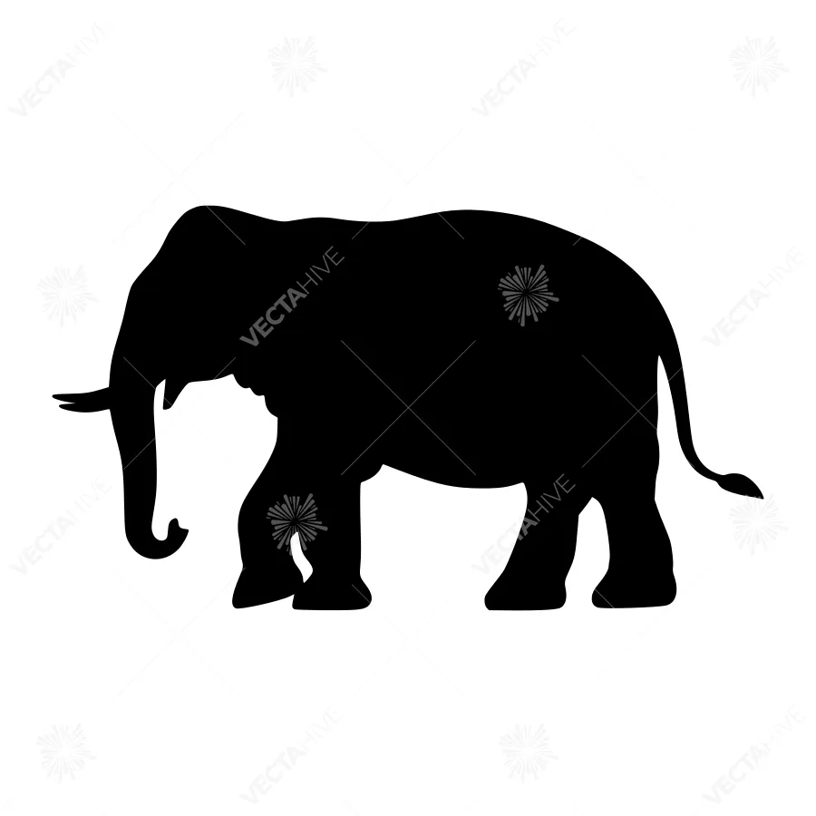 Black Elephant Silhouette Vector Graphic