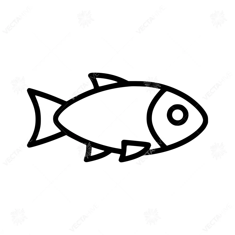 Line Art Fish Icon - Minimalist Outline