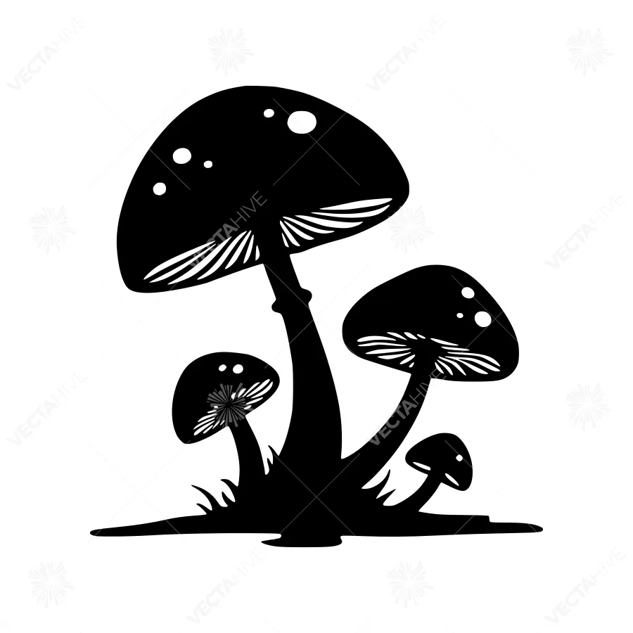 Black Mushroom Trio Silhouette