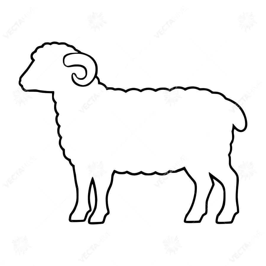 Simple Black Sheep Outline Vector