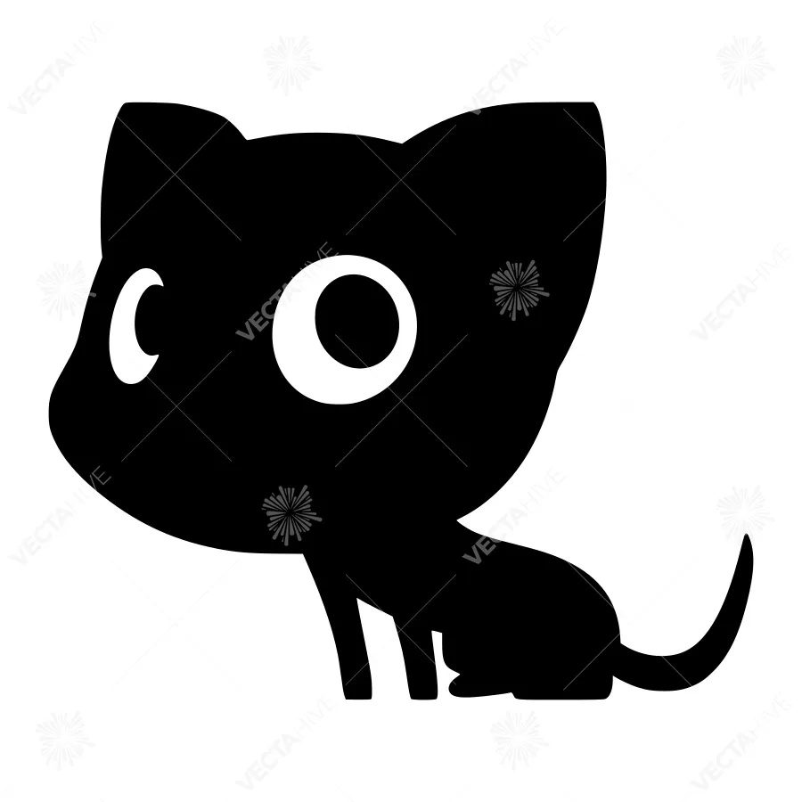 Cute Black Cat Silhouette Vector Illustration