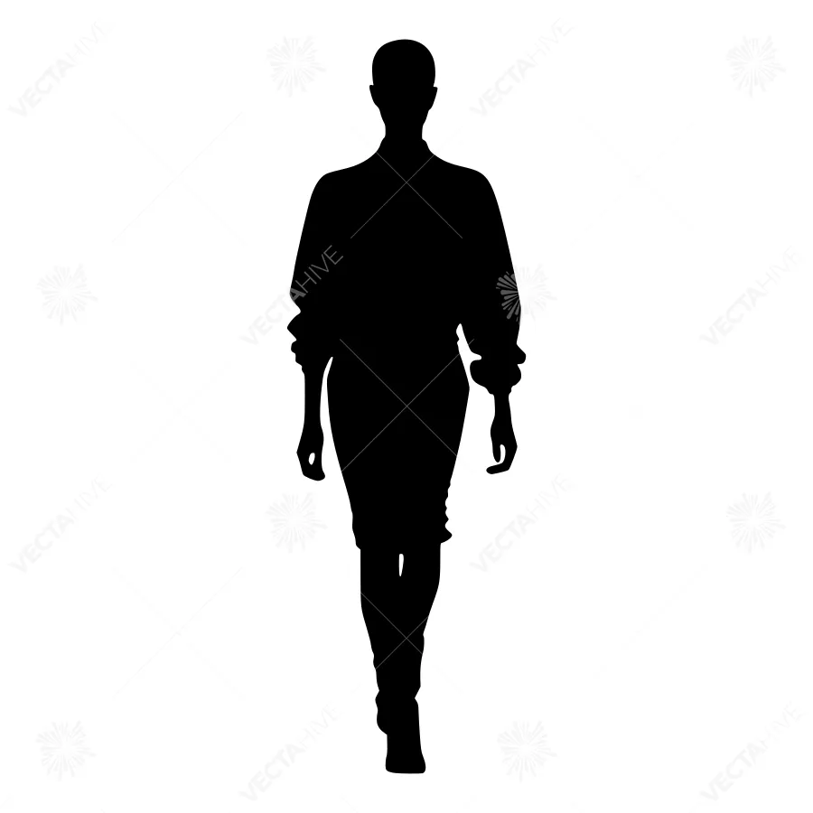 Silhouette Woman Walking - Vector Illustration