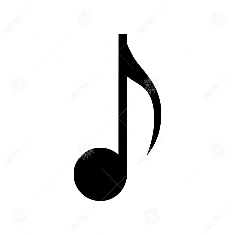 Black Music Note Icon - Vector Illustration