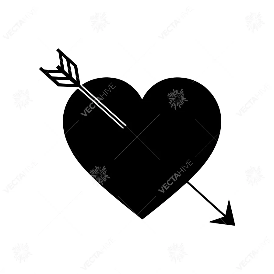 Black Heart with Arrow - Valentine's Icon