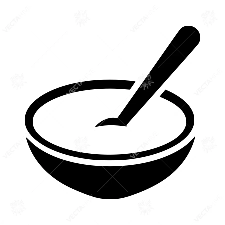 Mixing Bowl Icon - Simple Line Art
