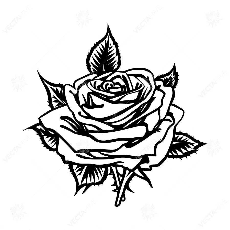 Black Rose Illustration - Floral Graphic