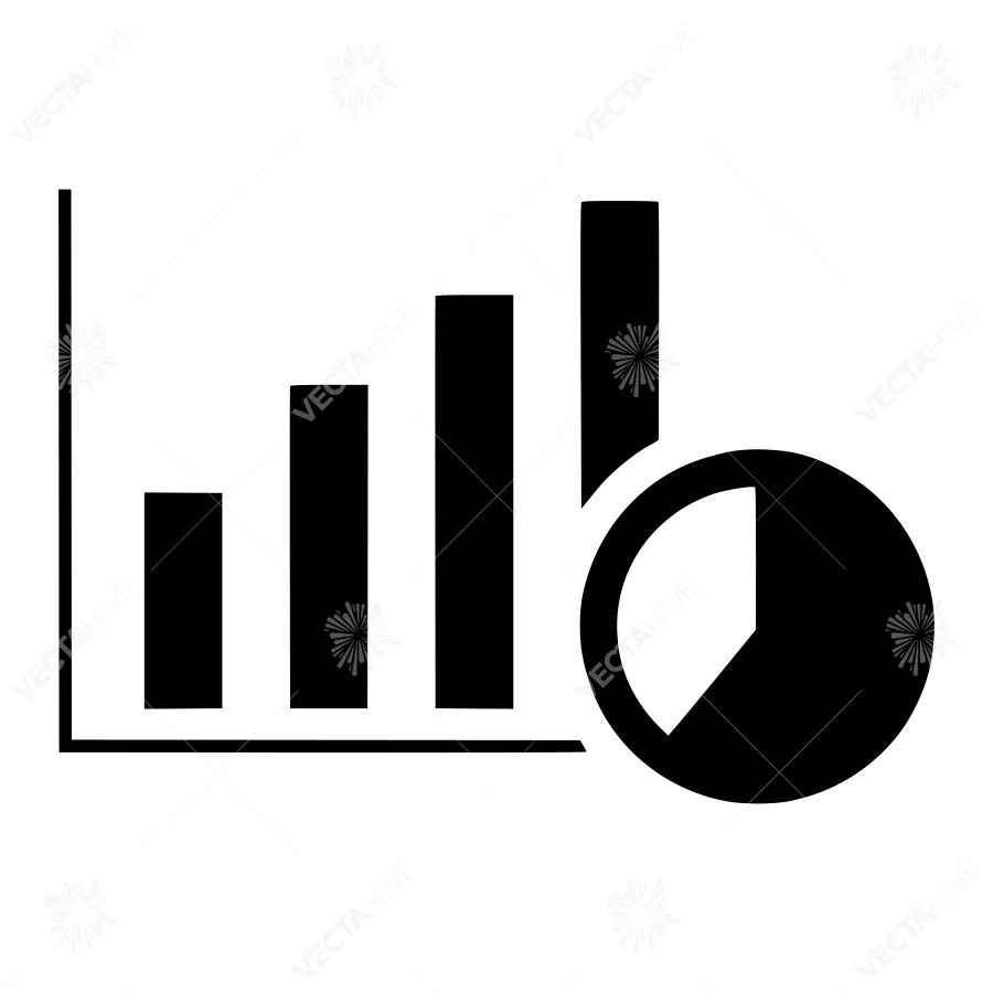 Line Graph & Circle Chart - Business Icon