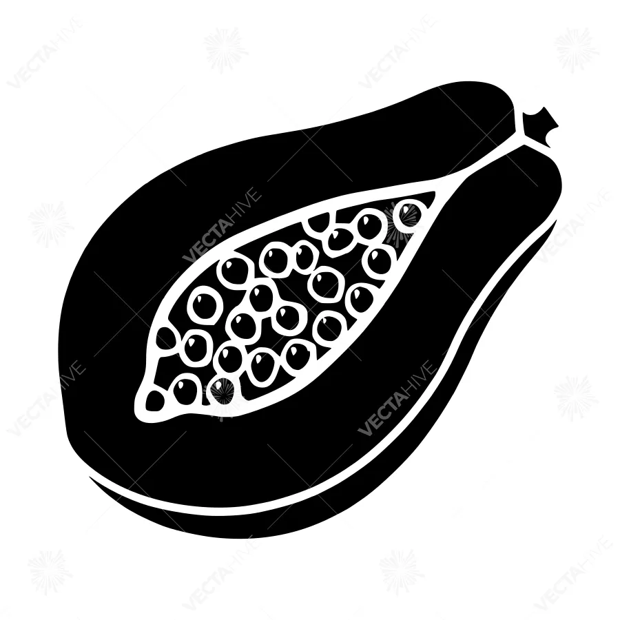Papaya Fruit Silhouette Vector Icon