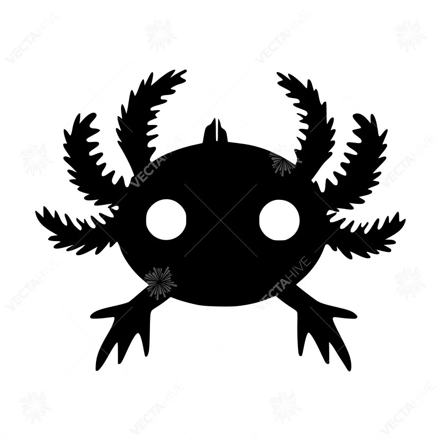 Black Axolotl Silhouette Vector Illustration