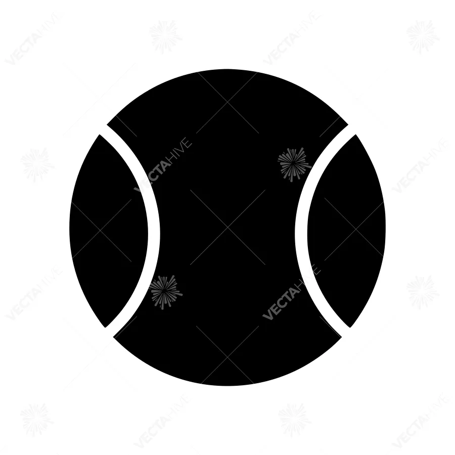 Tennis Ball Icon - Black & White Vector