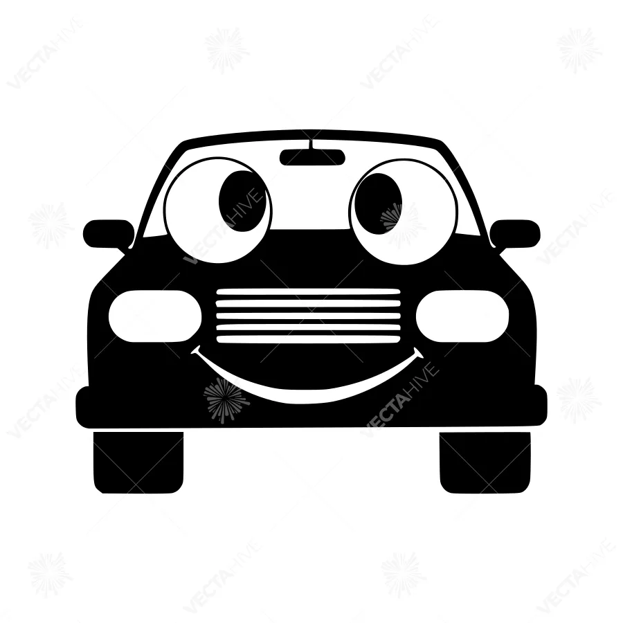 Cartoon Car Illustration - Happy Vehicle Vector