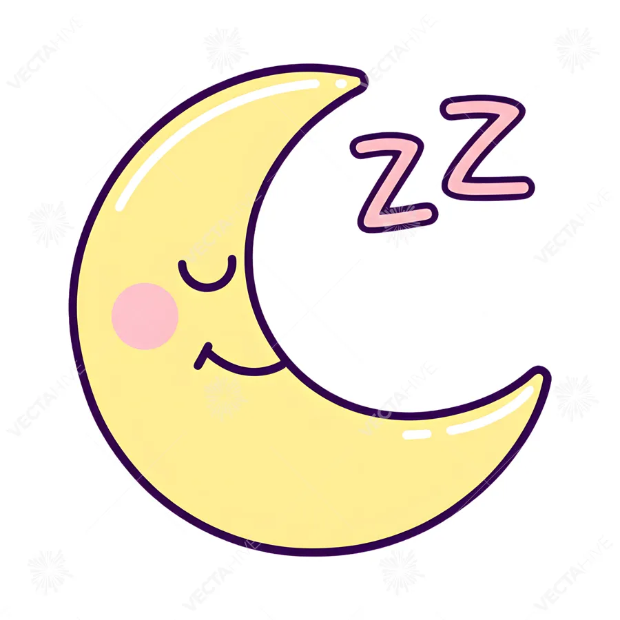 Cute Sleeping Moon Illustration