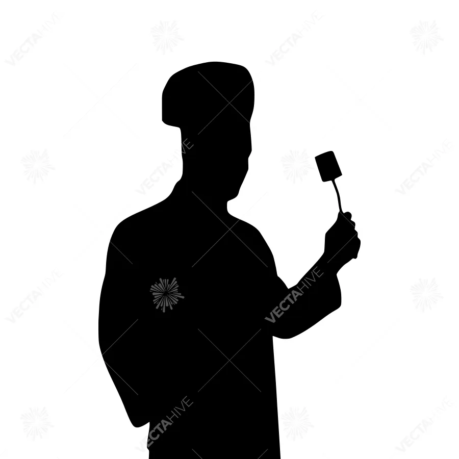 Silhouette Reporter Holding Microphone - Vector Graphic