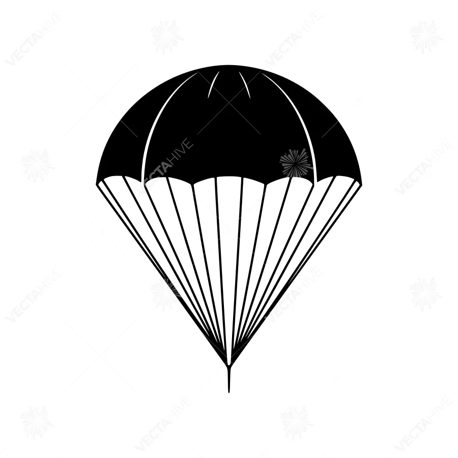 Black Parachute Icon - Vector Illustration