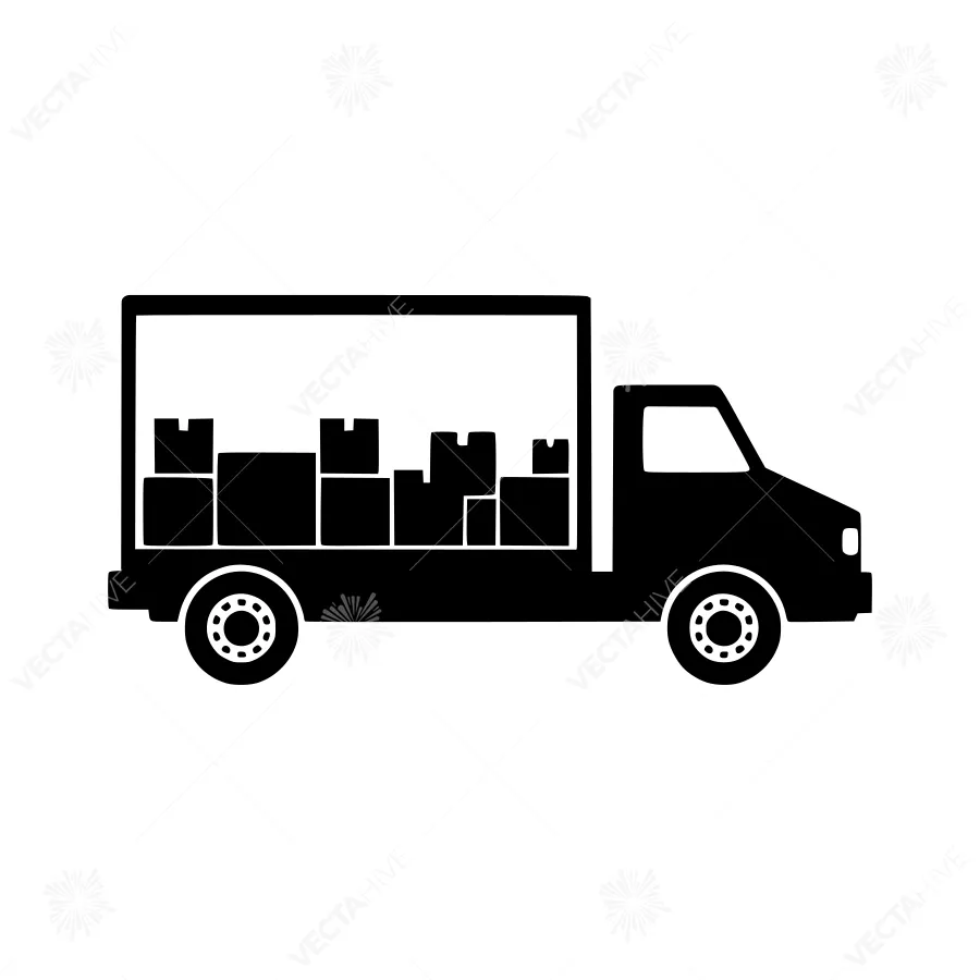 Black Truck Delivery Cargo Illustration