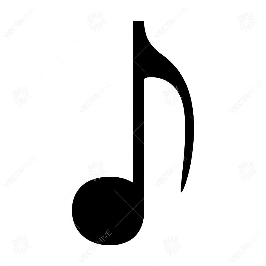 Music Note Icon - Black Silhouette