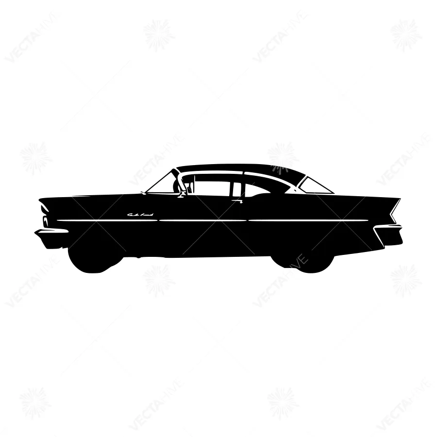Vintage Car Silhouette Black & White