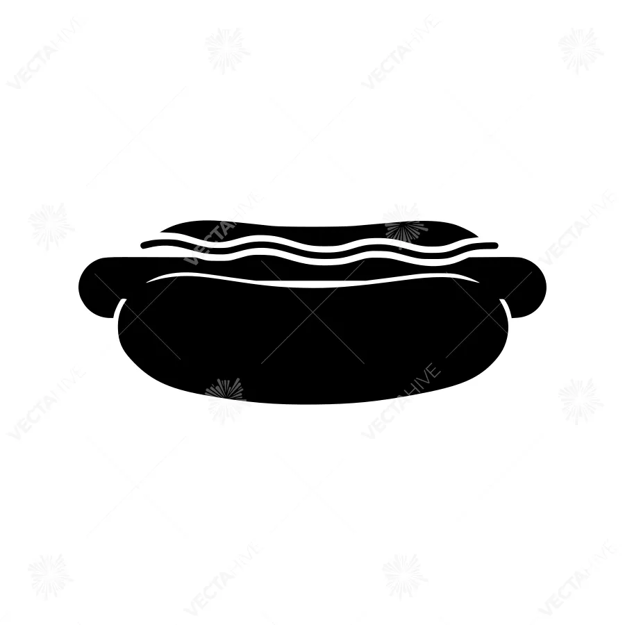 Hot Dog Icon - Simple Black Silhouette