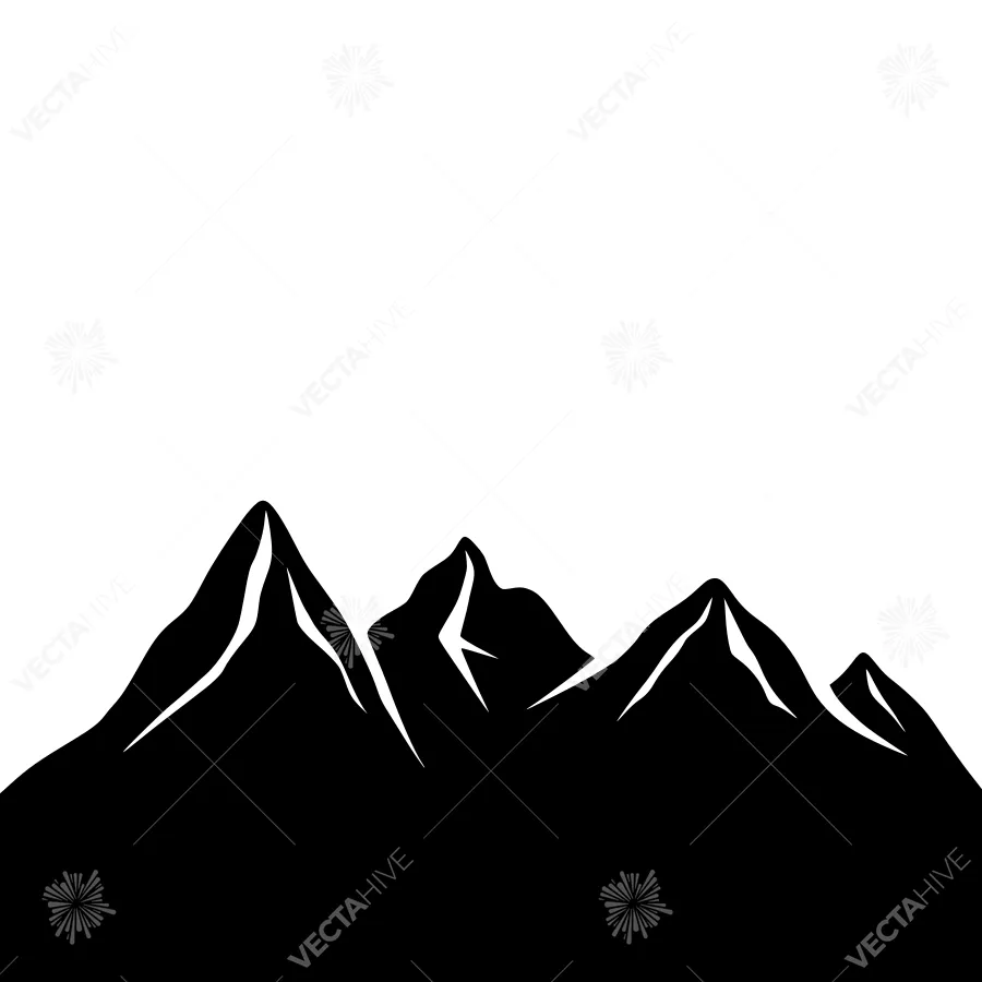 Black Mountain Silhouettes - Minimalist Landscape