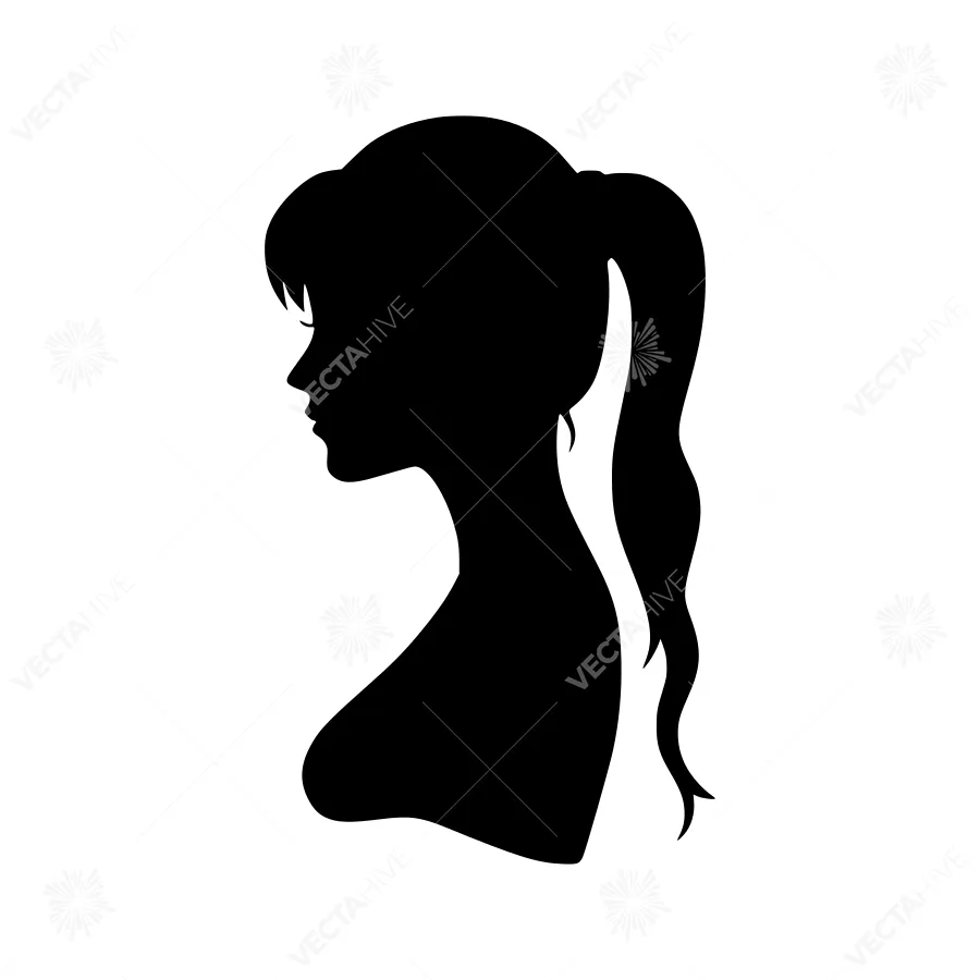 Silhouette Woman Profile - Black & White