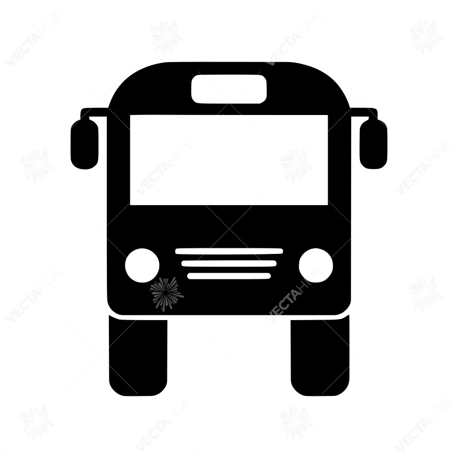 School Bus Icon - Black Outline