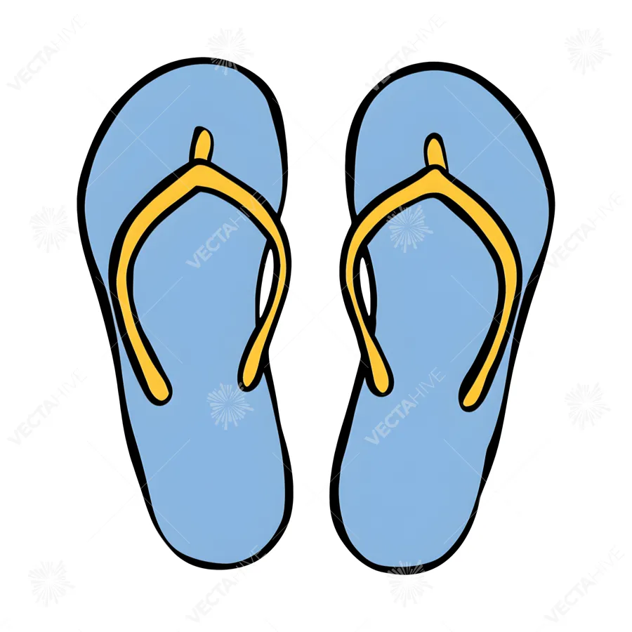 Blue Flip Flops - Cartoon Illustration