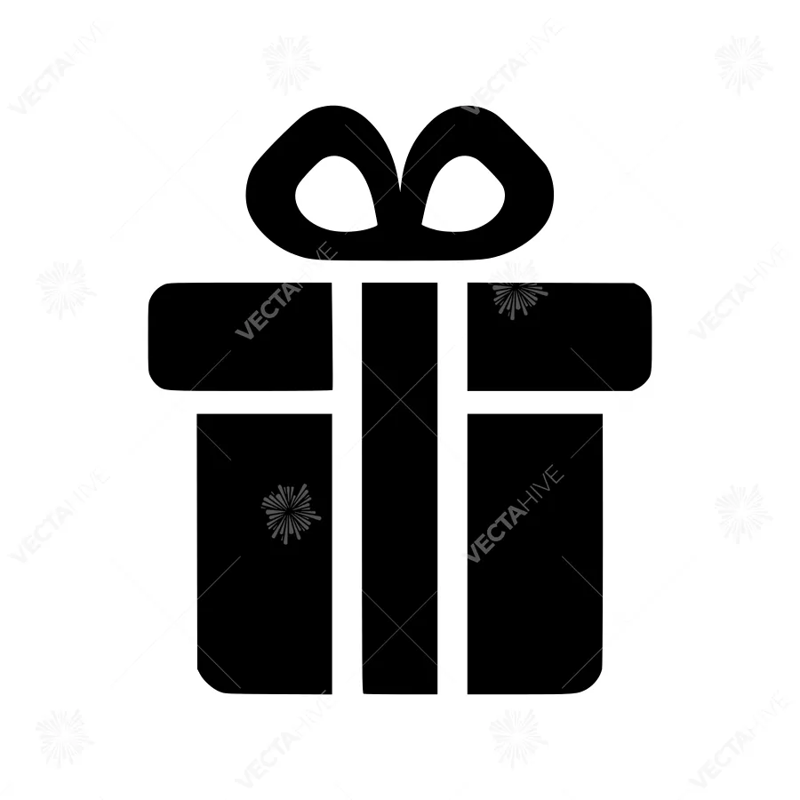 Gift Box Icon - Black Outline