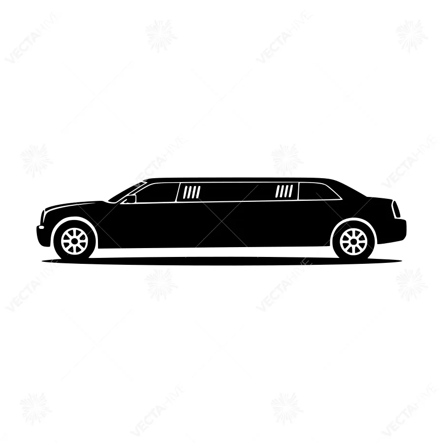 Black Limousine Silhouette Vector Illustration