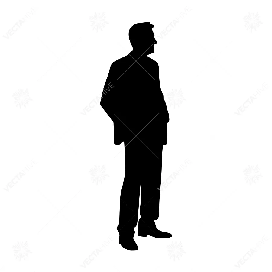 Silhouette Businessman Standing - Vector Illustration
