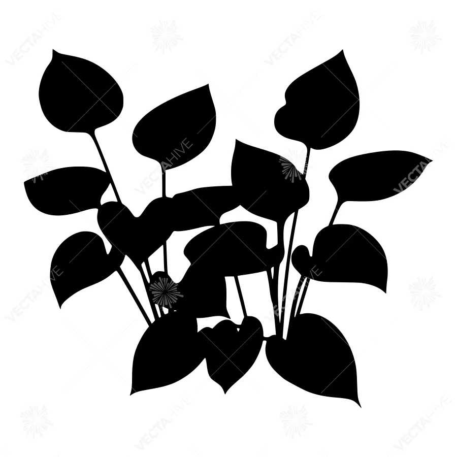 Black Plant Silhouette Vector Illustration