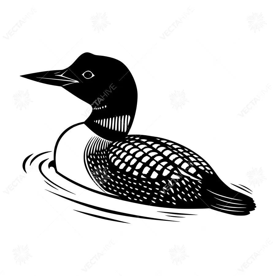 Black Loon Silhouette Vector Illustration