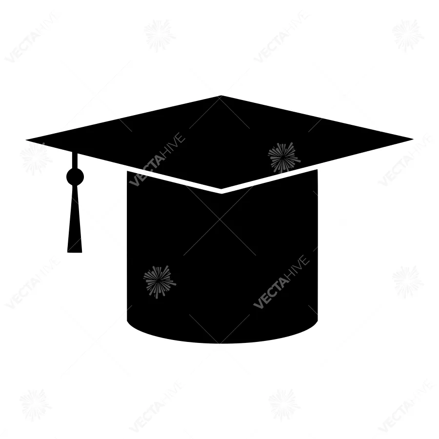 Black Graduation Cap Icon - Vector Illustration