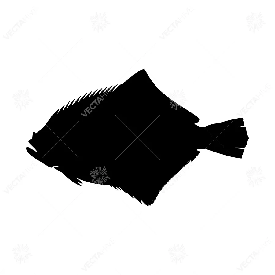 Silhouette Flatfish Fish Vector Icon