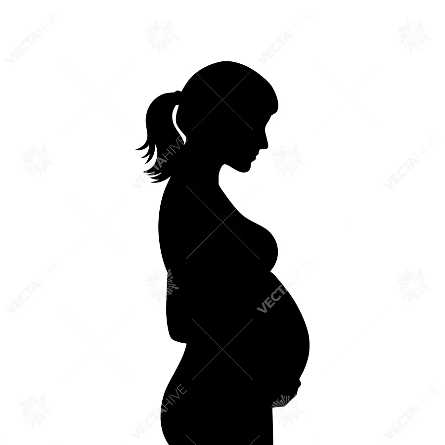 Pregnant Woman Silhouette - Black Outline