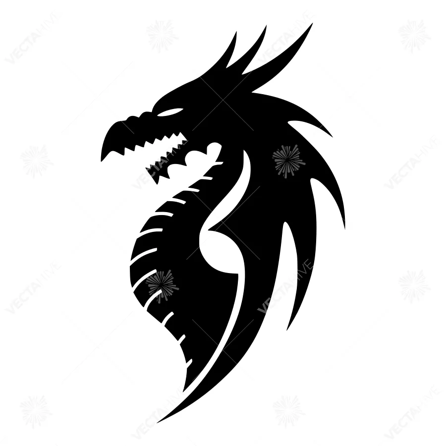 Black Dragon Silhouette Tribal Design
