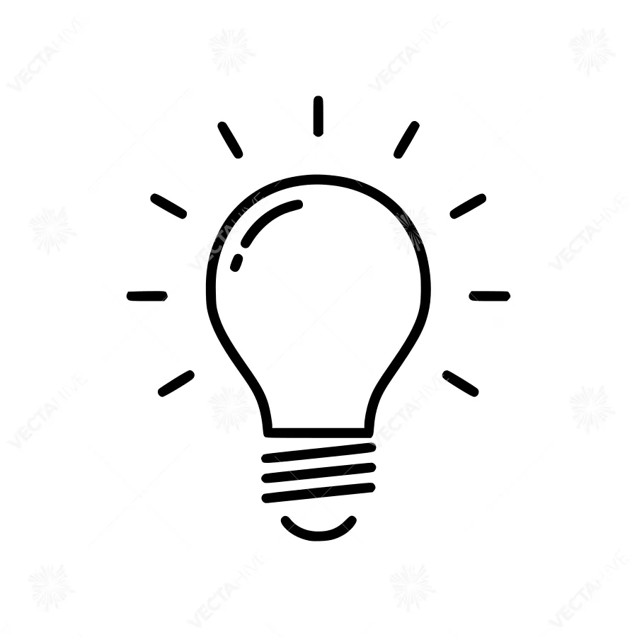 Line Art Light Bulb Icon - Idea Spark