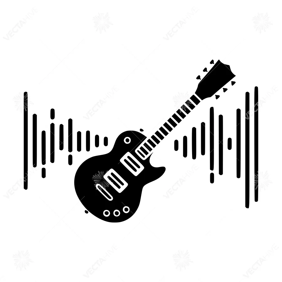 Guitar Icon - Music Wave Illustration