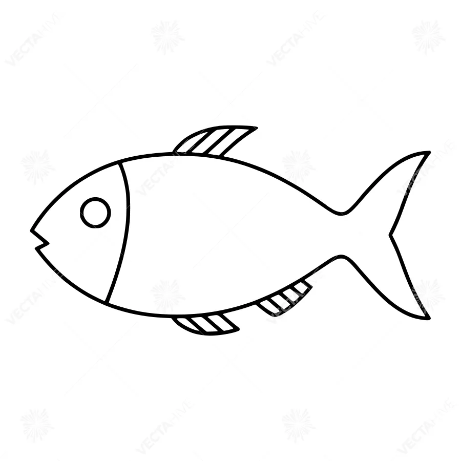 Simple Fish Illustration - Line Art