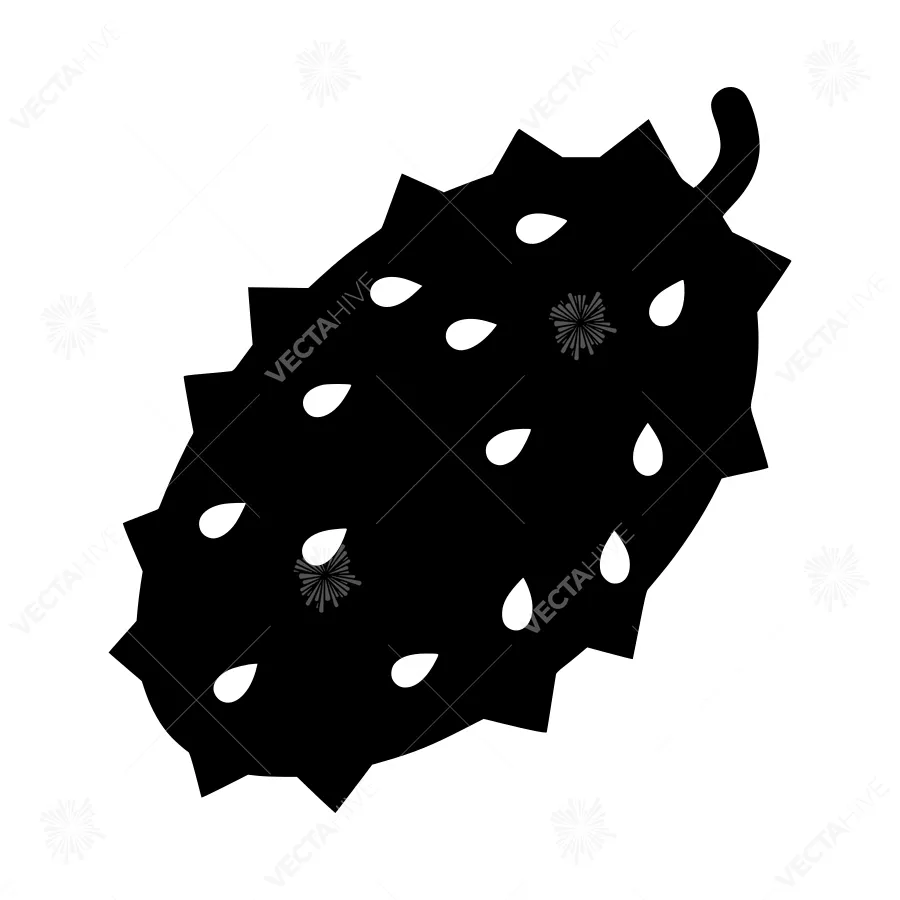 Black Fruit Silhouette Icon - Minimalist Vector