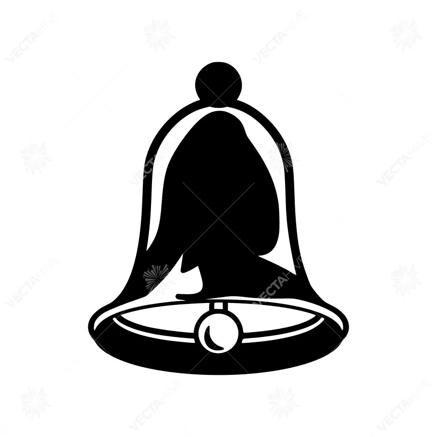 Black Silhouette Bell Icon - Minimalist Design