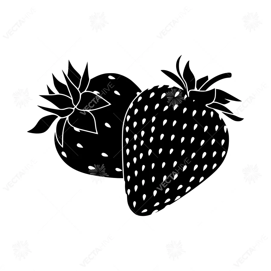 Black & White Strawberry Silhouette