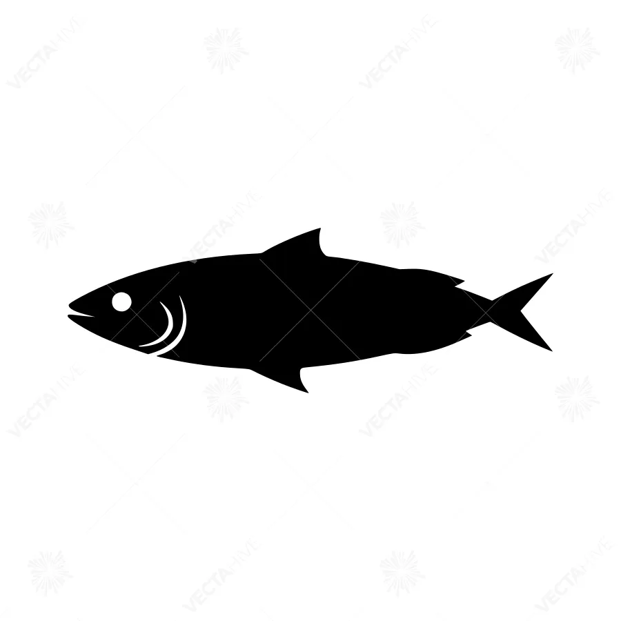 Black Fish Silhouette Vector Icon