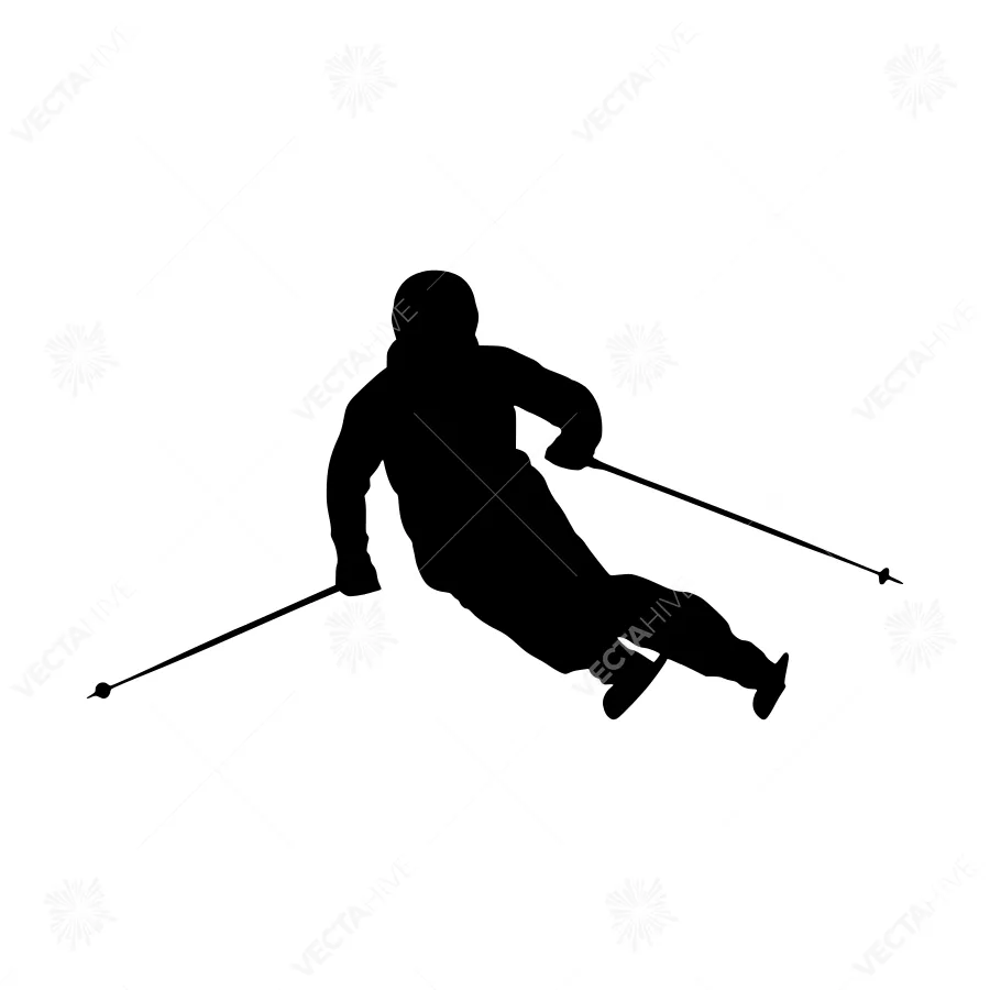 Silhouette Skiing - Winter Sports Graphic