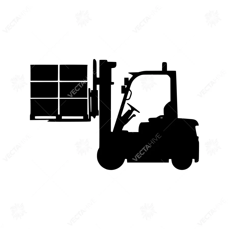 Forklift Silhouette with Pallets - Industrial Vector