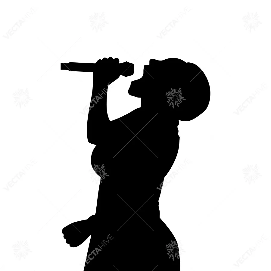 Silhouette Singer Microphone Performance
