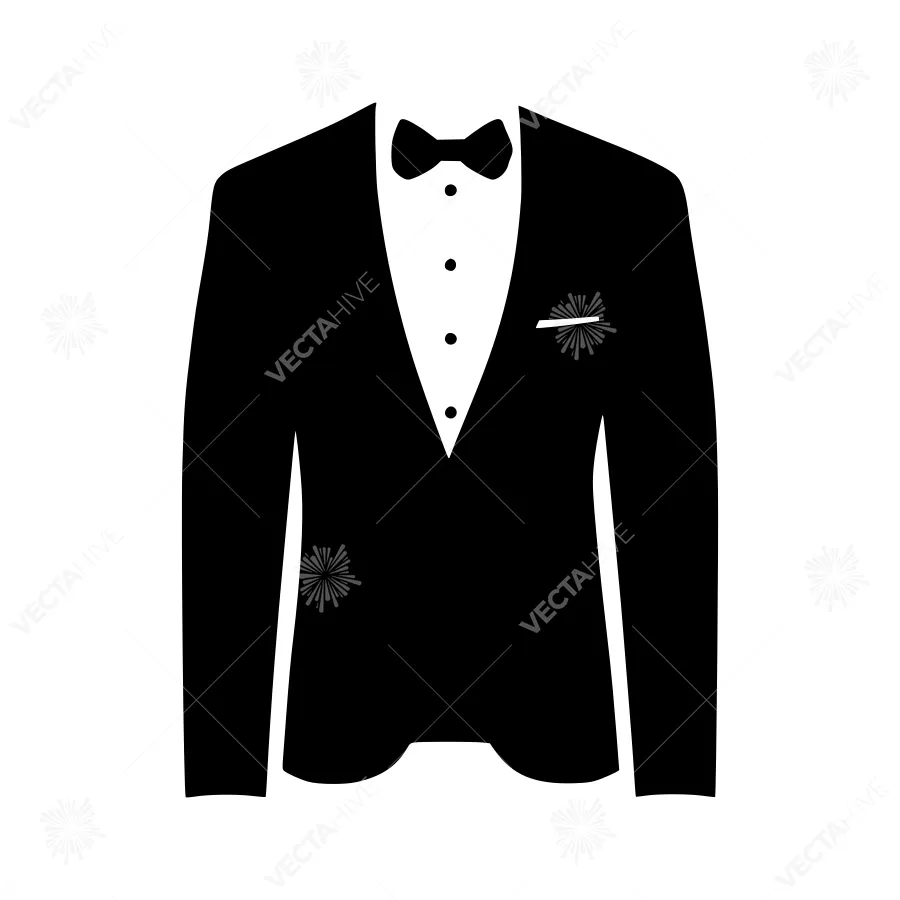 Black Tuxedo Suit Icon - Vector Illustration