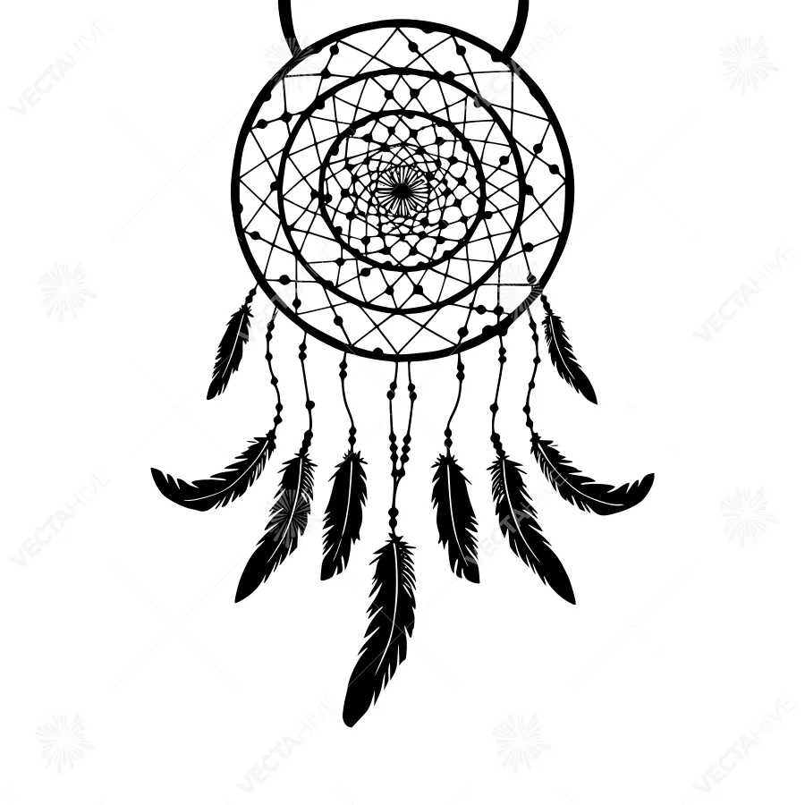 Black Dreamcatcher Silhouette Vector Illustration
