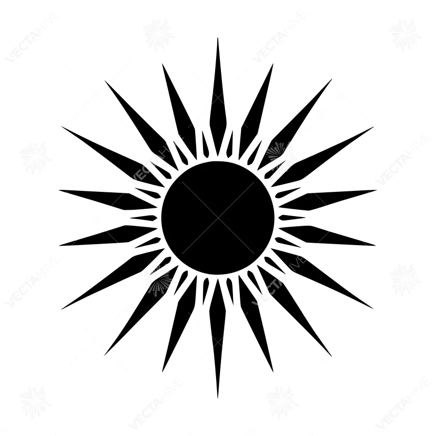 Black Sun Icon - Minimalist Solar Symbol