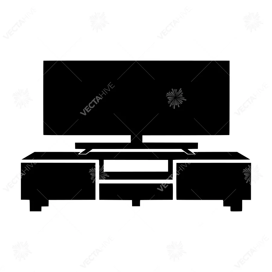 TV Stand Silhouette Icon - Modern Design